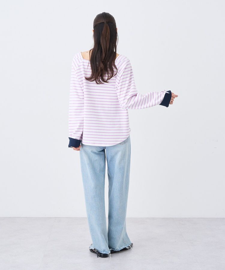 earth music&ecology「バイカラースクエアネックボーダープルオーバー」|Tシャツ・カットソー|