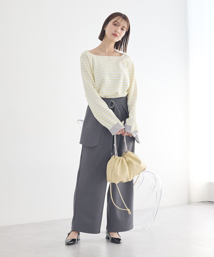 earth music&ecology「バイカラースクエアネックボーダープルオーバー」|Tシャツ・カットソー|