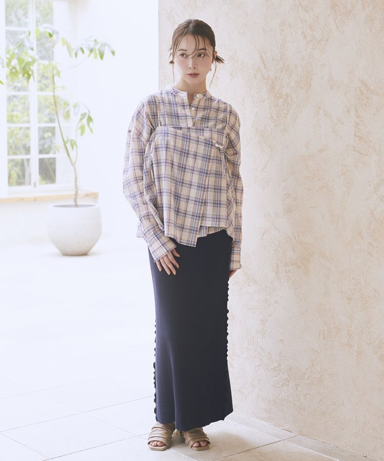 earth music&ecology「サイドメローリブニットスカート」|タイト|