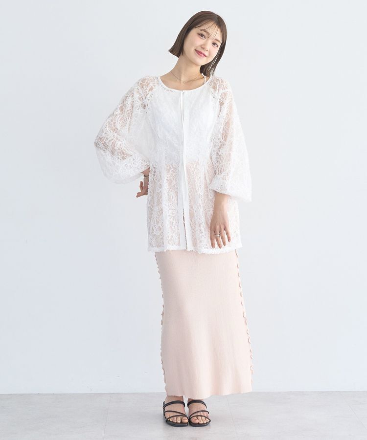 earth music&ecology「サイドメローリブニットスカート」|タイト|