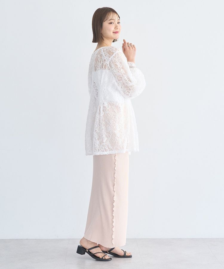 earth music&ecology「サイドメローリブニットスカート」|タイト|