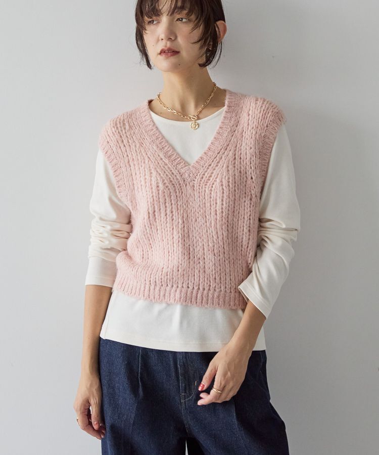 AMERICAN HOLIC「【選べる丈】甘編みニットベスト」|ベスト・ジレ|