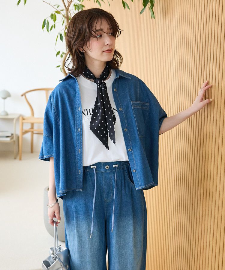 Green Parks「フレンチスリーブ刺繍シンプルロゴプルオーバー」|Tシャツ・カットソー|