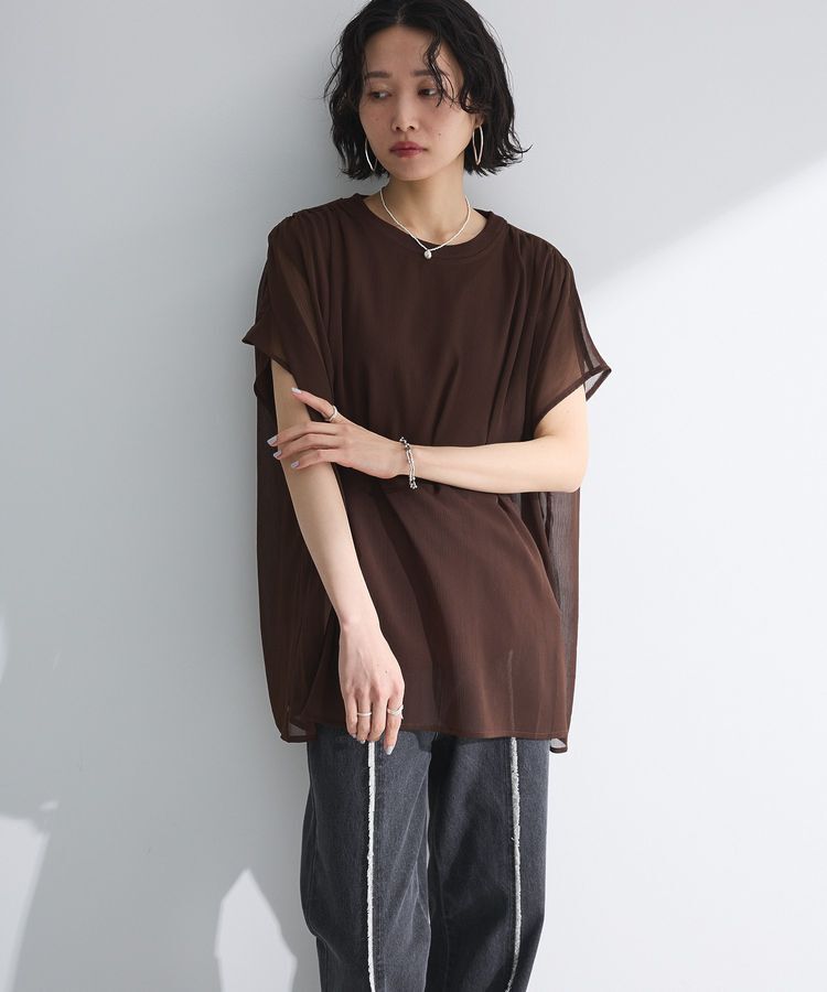 Green Parks「楊柳ドッキングフレンチプルオーバー」|Tシャツ・カットソー|Brown