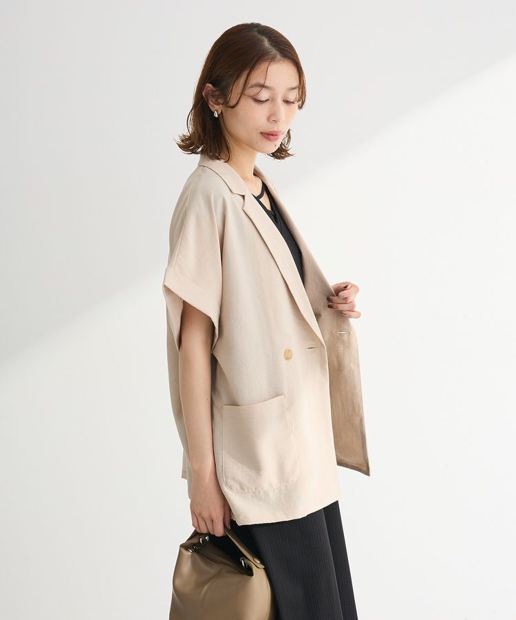 Green Parks「麻調フレンチスリーブジャケット」|テーラードジャケット|