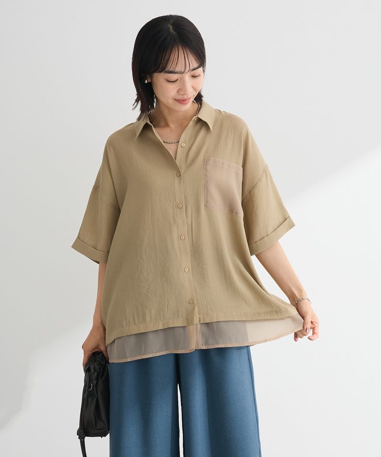 Green Parks「裾レイヤードショートスリーブシャツⅡ」|シャツ・ブラウス|