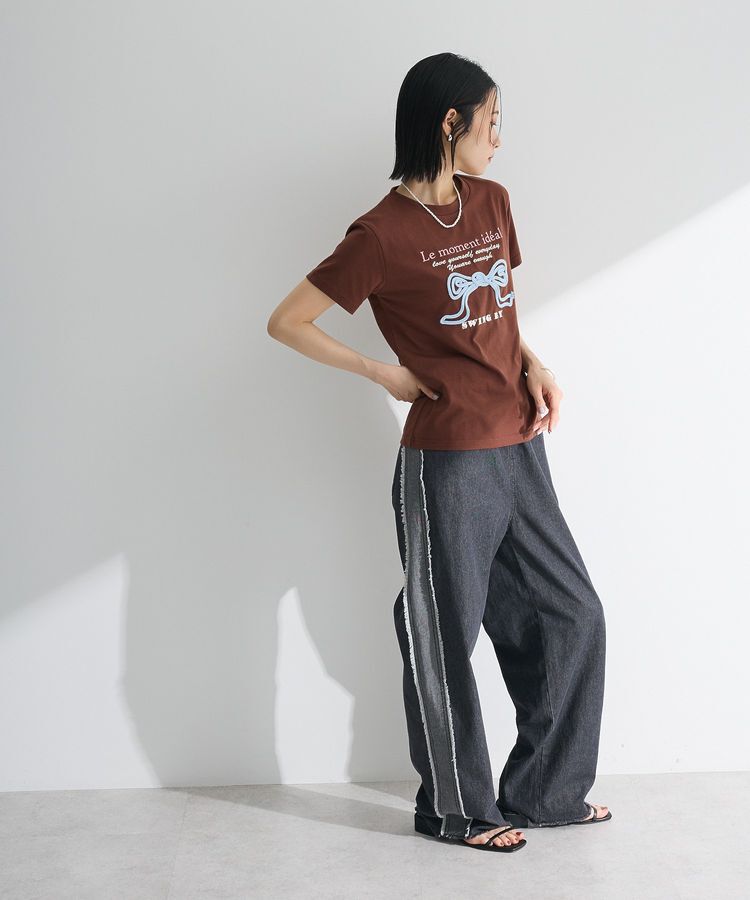 Green Parks「・swing by リボンモチーフコード刺繍TEE」|Tシャツ・カットソー|