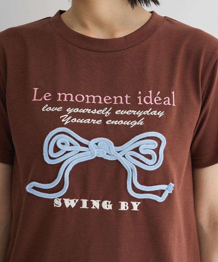 Green Parks「・swing by リボンモチーフコード刺繍TEE」|Tシャツ・カットソー|