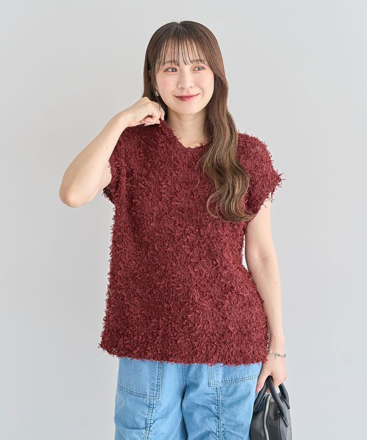 Green Parks「・swing by チュールヤーンワイドプルオーバー」|ベスト・ジレ|Bordeaux