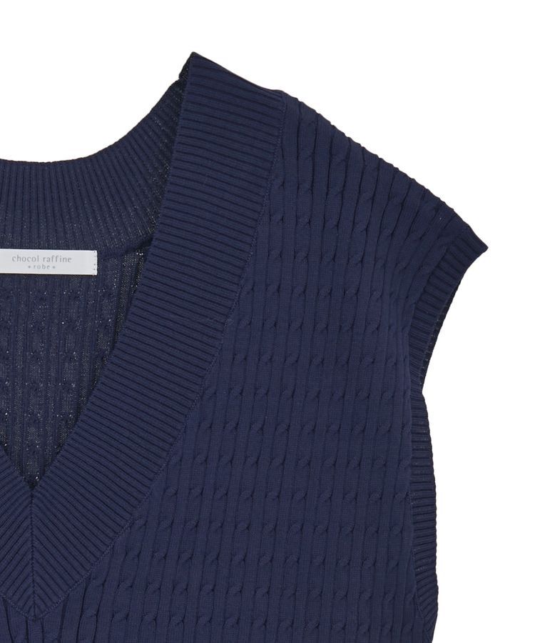 Green Parks「裾ラインケーブルニットベスト」|ベスト・ジレ|