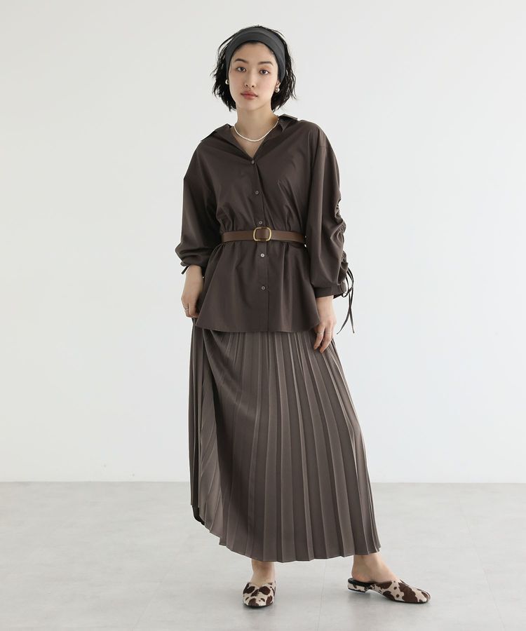 Green Parks「イージーケア袖シャーリングシャツ」|シャツ・ブラウス|