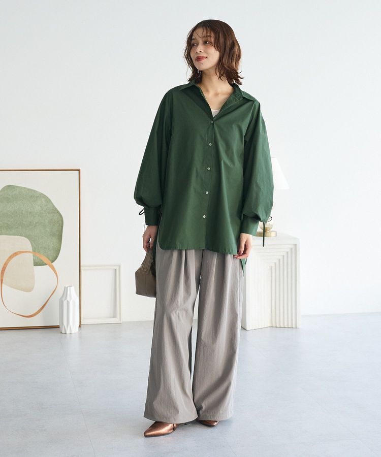 Green Parks「イージーケア袖シャーリングシャツ」|シャツ・ブラウス|