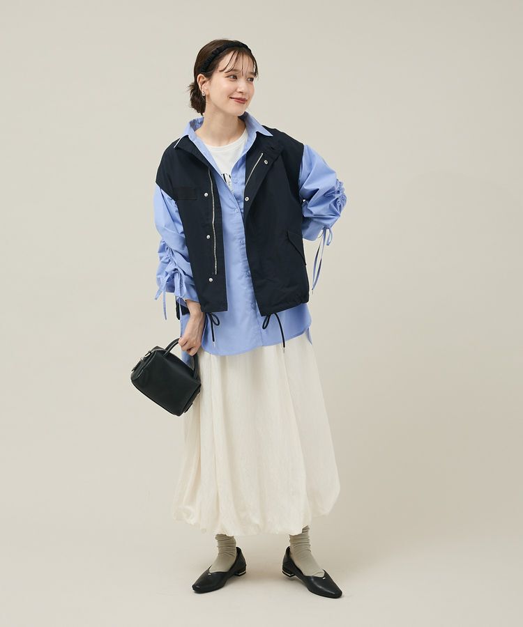 Green Parks「イージーケア袖シャーリングシャツ」|シャツ・ブラウス|