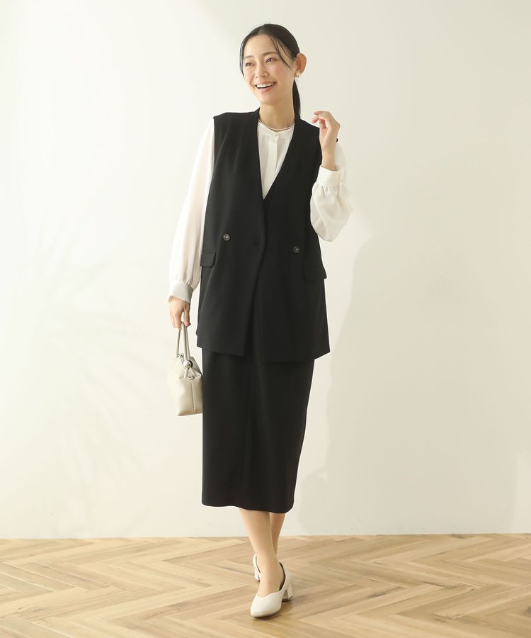 Green Parks「O.洗えてストレッチ Vネックジャンスカ」|ジャンパースカート|