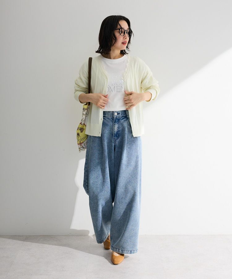 Green Parks「デニムタックワイドパンツ」|デニム|