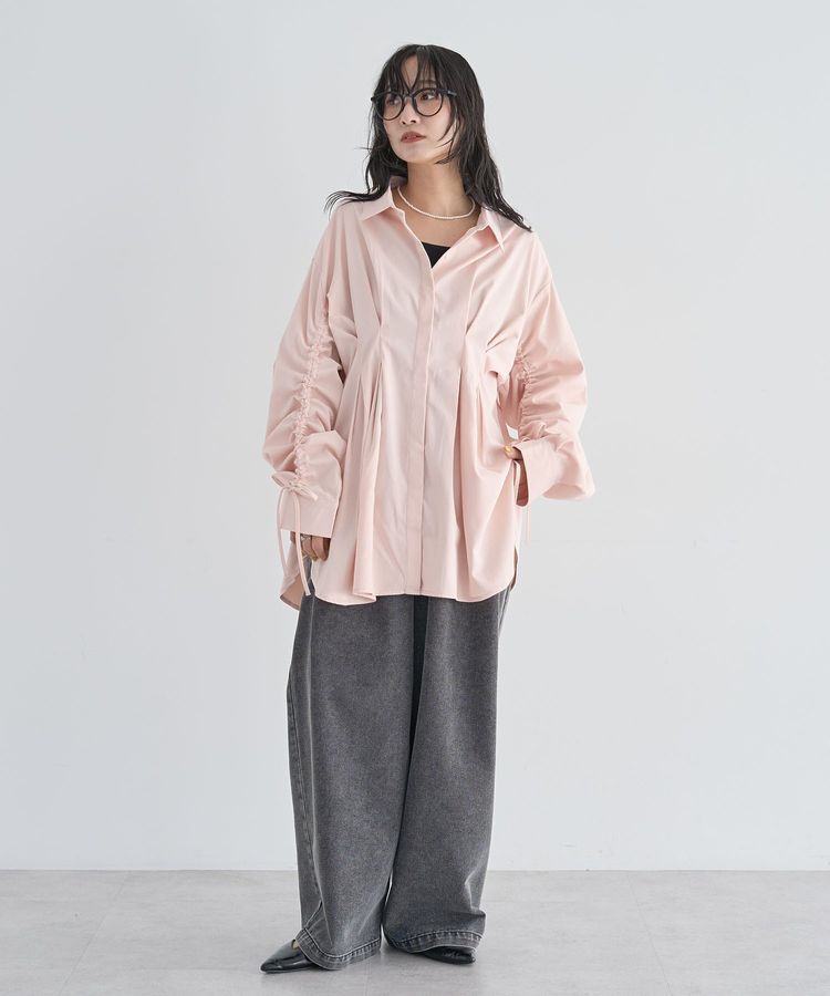 Green Parks「デニムタックワイドパンツ」|デニム|