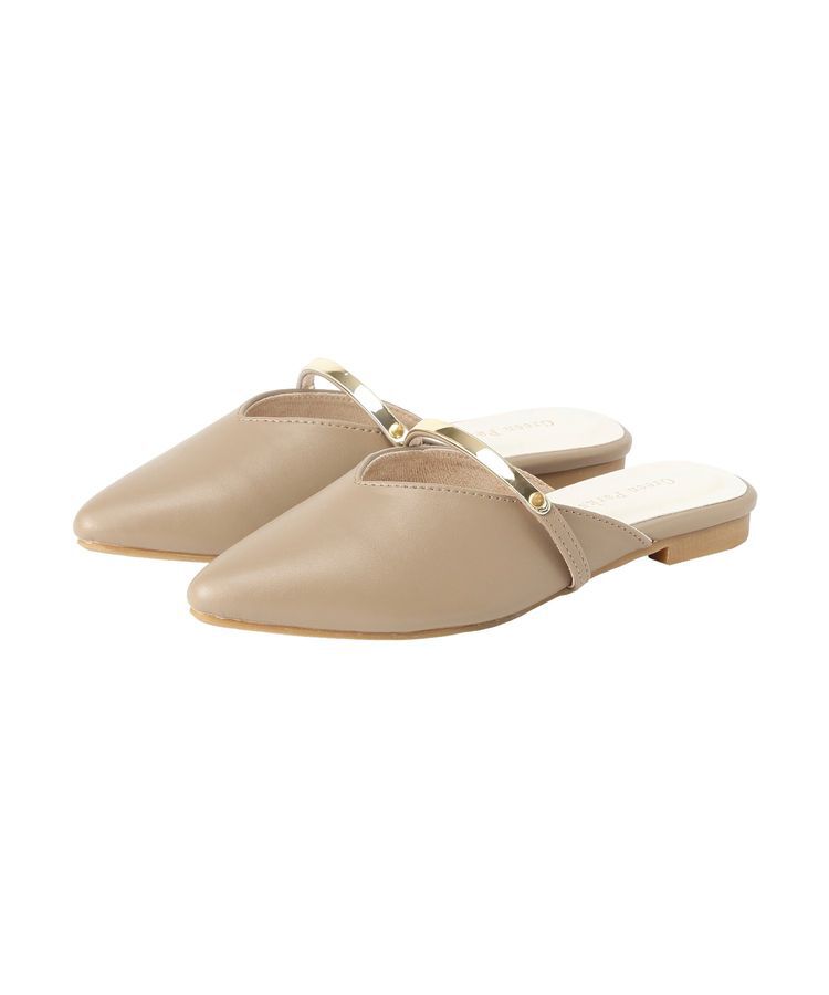 Green Parks「Vカットメタルパーツミュール」|その他|Beige