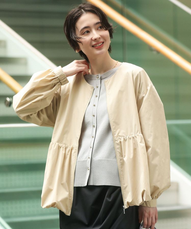 Green Parks「ノーカラーペプラムブルゾン」|ブルゾン・スタジャン|Beige