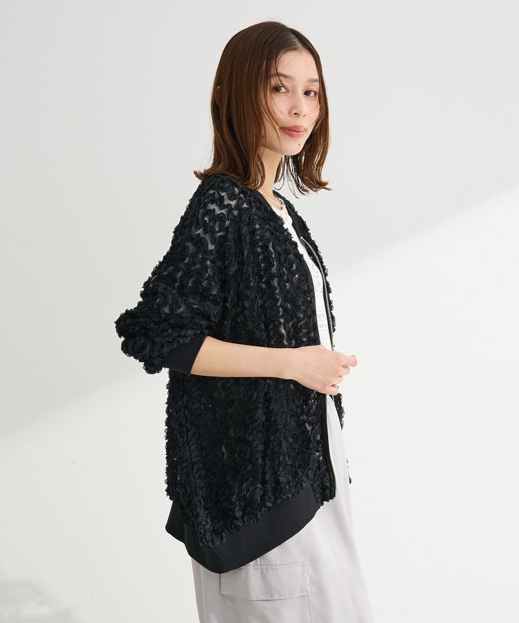 Green Parks「フラワー柄チュールブルゾン」|ブルゾン・スタジャン|