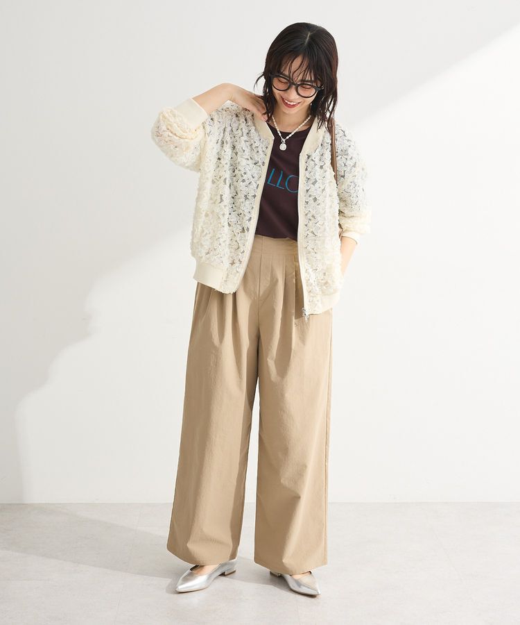 Green Parks「フラワー柄チュールブルゾン」|ブルゾン・スタジャン|