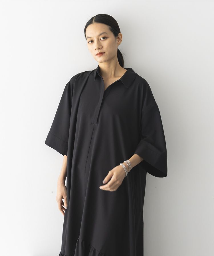 GARAGE OF GOOD CLOTHING「無地アシンメトリー７分袖ワンピース」|ワンピース|