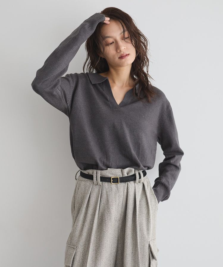 GARAGE OF GOOD CLOTHING「ポロ襟ニットプルオーバー」|ニット・セーター|Charcoal Gray