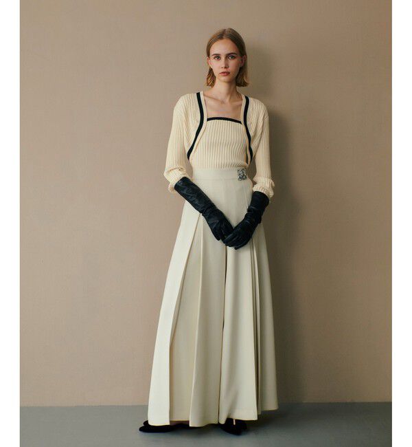 LOULOU WILLOUGHBY「【LOULOU WILLOUGHBY】ジョーゼットタックワイドパンツ」|その他|アイボリー