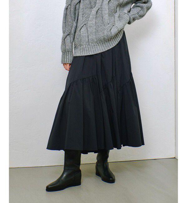 allureville「◇バイヤス切替ギャザースカート」|スカート|ブラック