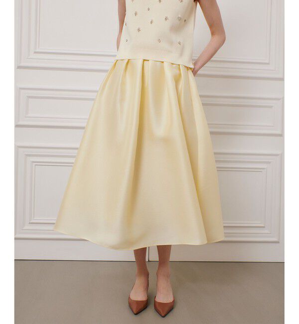 LOULOU WILLOUGHBY「【LOULOU WILLOUGHBY】シルキーダブルクロススカート」|スカート|イエロー