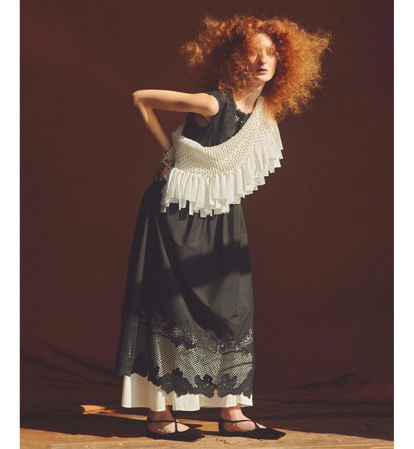 LOULOU WILLOUGHBY「【LOULOU WILLOUGHBY】エンブロイダリーノースリワンピース」|ワンピース|ブラック