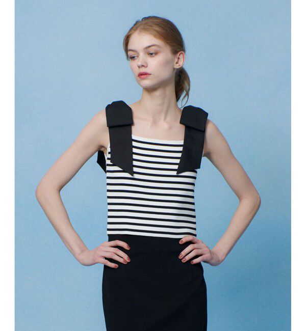 LOULOU WILLOUGHBY「【LOULOU WILLOUGHBY】ショルダーリボンミニタンクプルオーバー」|ニット・セーター|