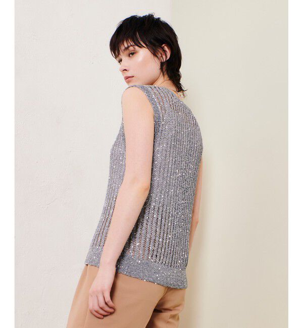 allureville「スパンコールメッシュプルオーバー」|ニット・セーター|