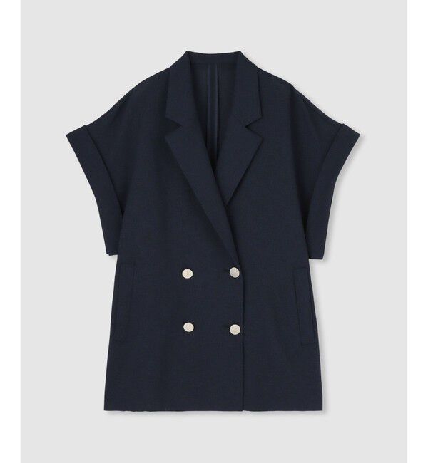 allureville「スラブメッシュフレンチスリーブジャケット」|テーラードジャケット|ネイビー