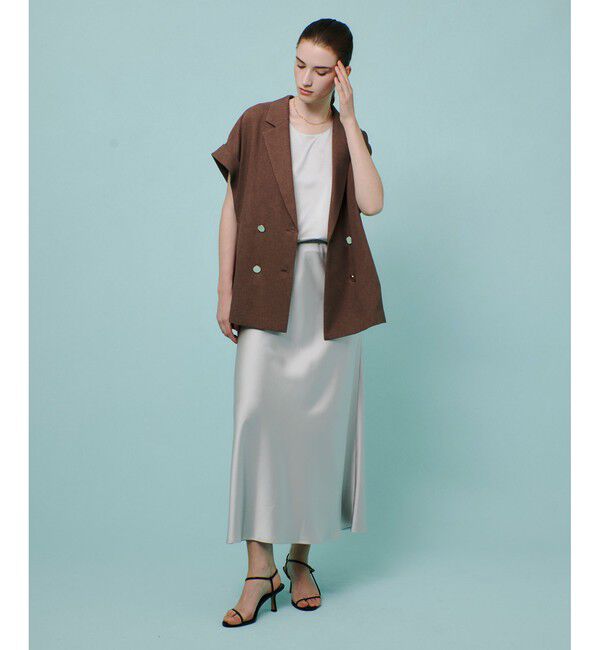 allureville「サテンバイヤスナロースカート」|スカート|