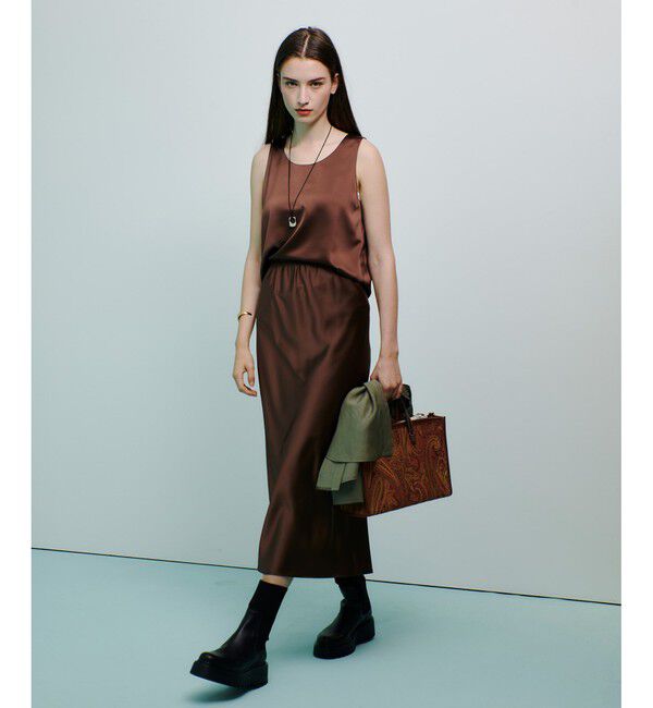 allureville「サテンバイヤスナロースカート」|スカート|