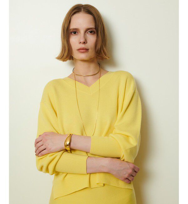 allureville「ウールスムース2WAYネックプルオーバー」|ニット・セーター|ライトイエロー