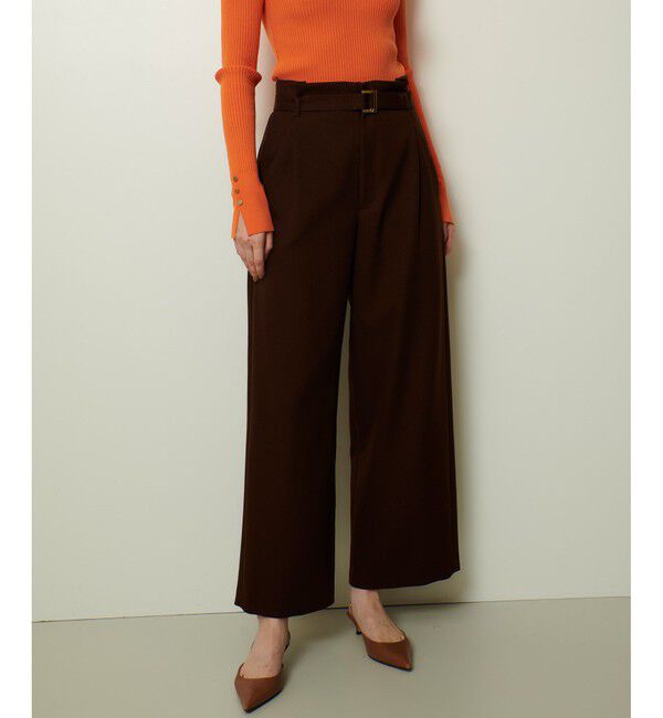 allureville「ウールライクフランネルヨークレスパンツ」|チノ|ブラウン