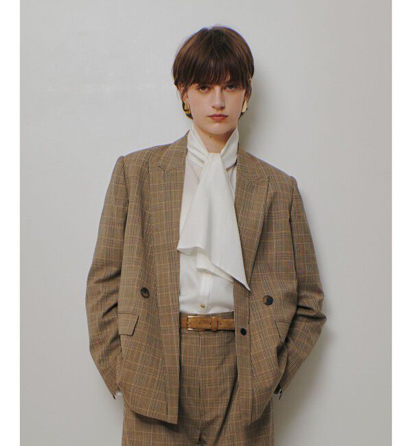 allureville「ポプリンチェックジャケット」|テーラードジャケット|ブラウン系