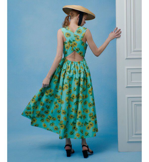 LOULOU WILLOUGHBY「 WEB 一部店舗限定【LOULOU WILLOUGHBY】サンフラワープリントバッククロスワンピース」|ワンピース|