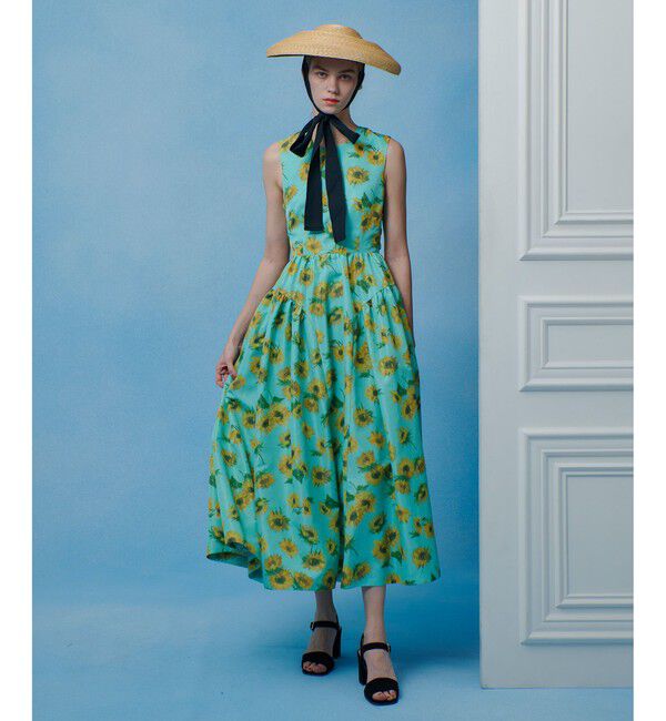 LOULOU WILLOUGHBY「 WEB 一部店舗限定【LOULOU WILLOUGHBY】サンフラワープリントバッククロスワンピース」|ワンピース|