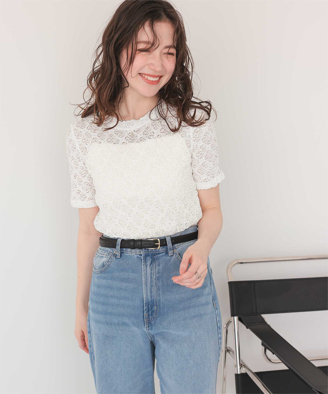 titivate「ハーフスリーブレーストップス」|Tシャツ・カットソー|