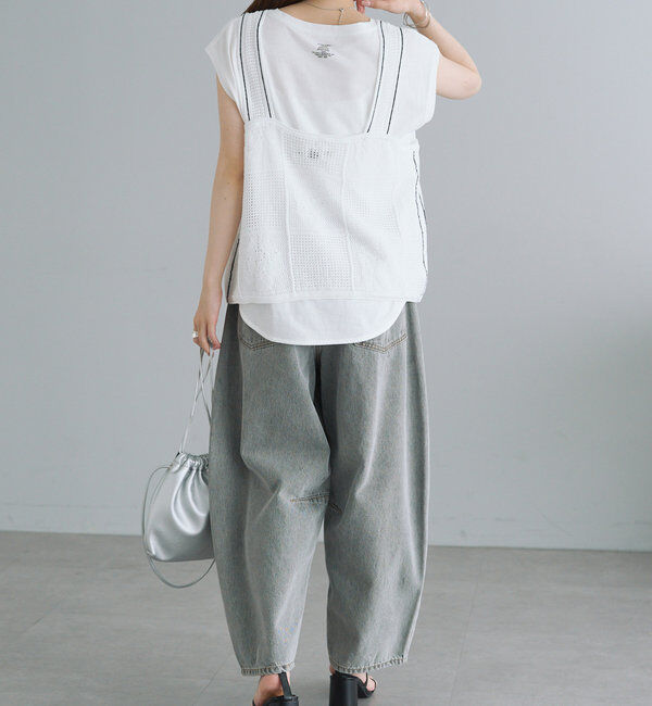  「配色透かし編みビスチェ」|ニット・セーター|