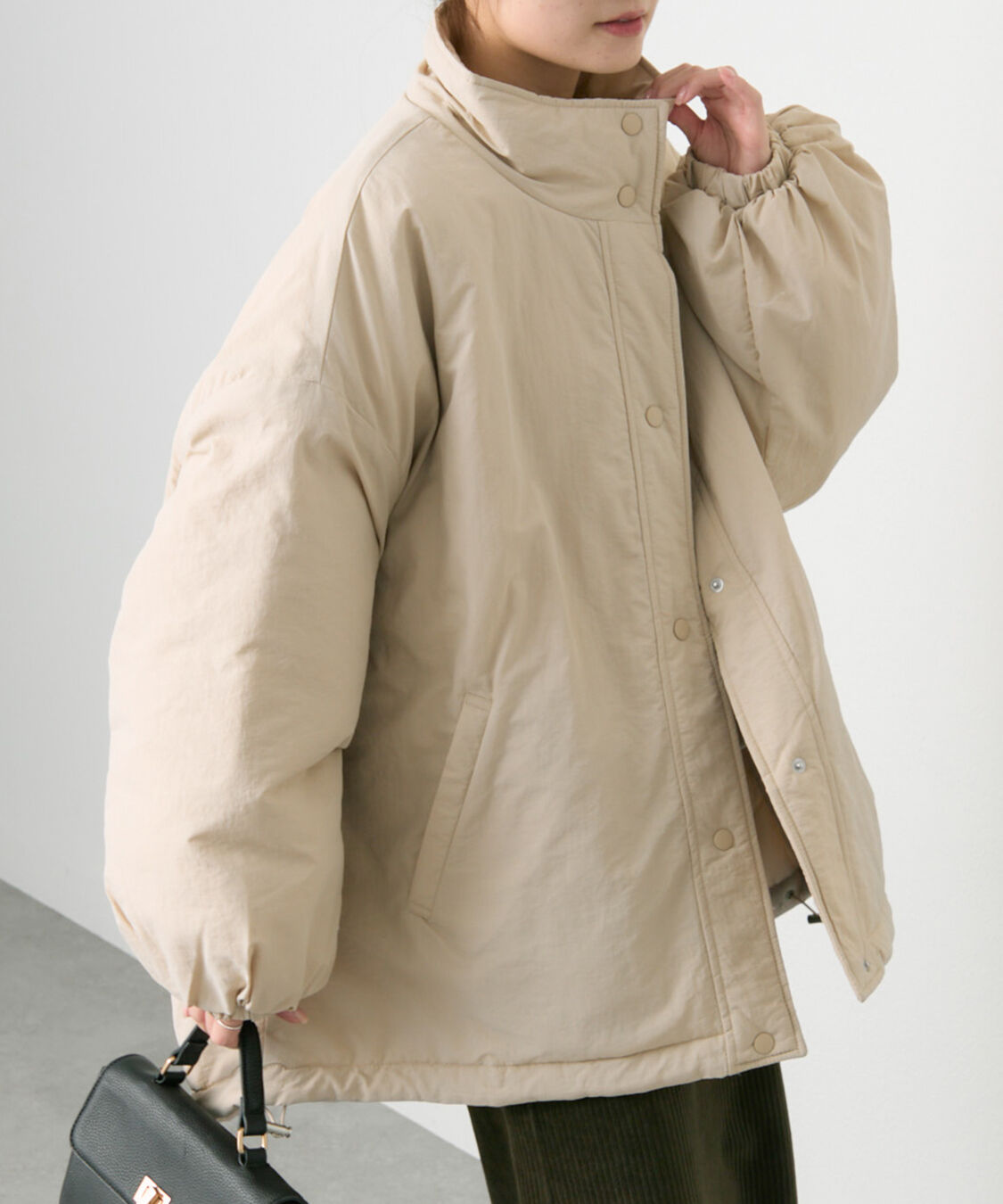  「【WEB限定】リバーシブルスタンドカラーパファージャケット」|テーラードジャケット|ベージュ