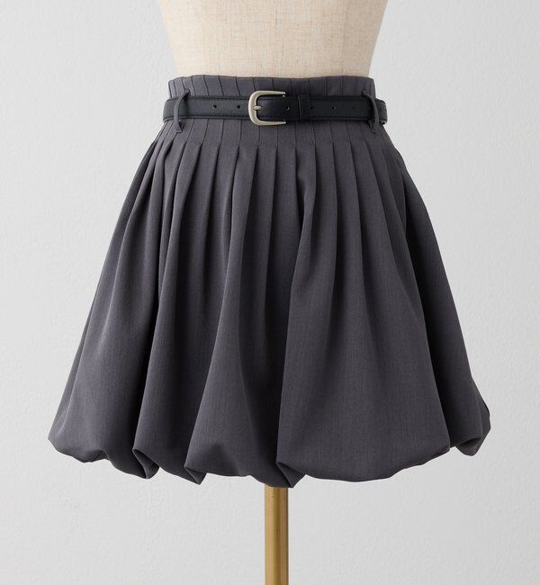  「ベルト付きプリーツバルーンミニスカート」|スカート|