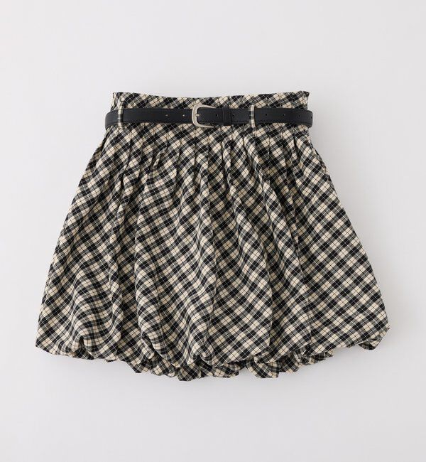  「ベルト付きプリーツバルーンミニスカート」|スカート|