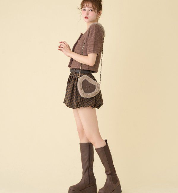  「ベルト付きプリーツバルーンミニスカート」|スカート|