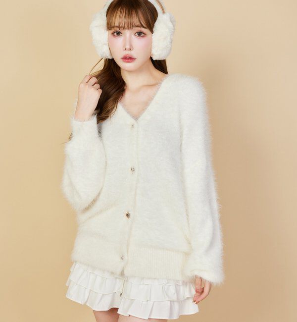 「milkyフェザーロングカーデ」|ニット・セーター|オフホワイト