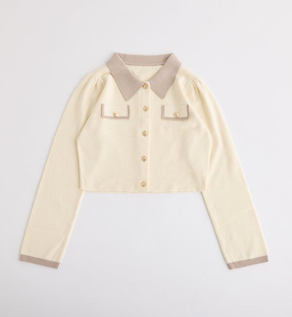  「金ボタン配色衿ニット」|ニット・セーター|