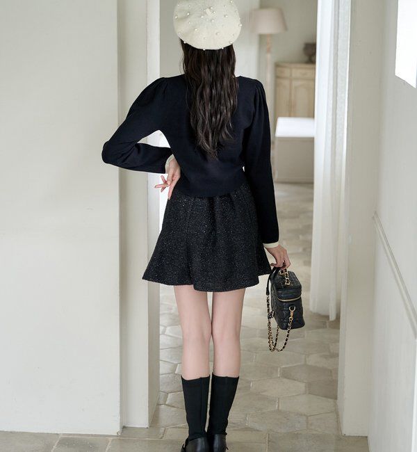  「金ボタン配色衿ニット」|ニット・セーター|