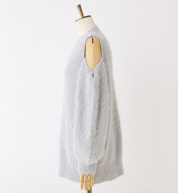  「肩あきビジューニットミニワンピ」|ワンピース|